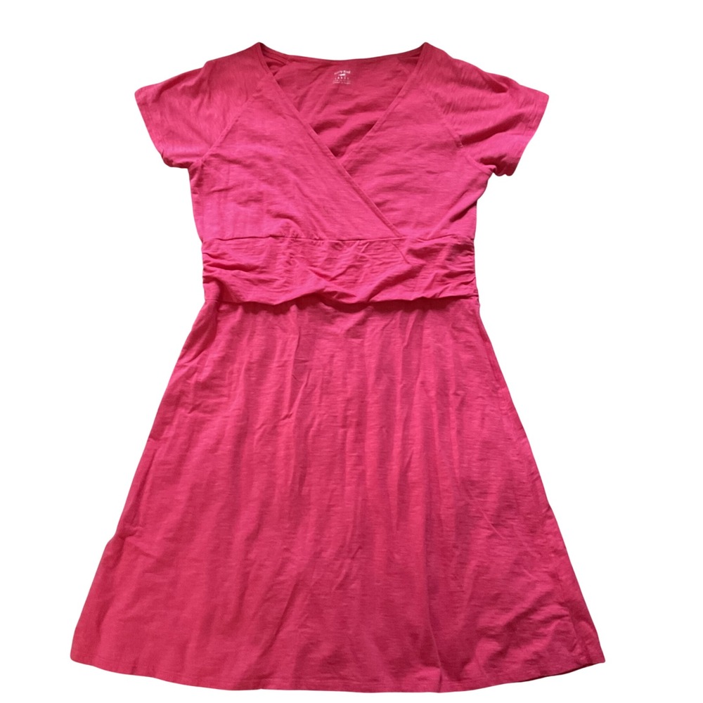 Horny Toad Womens Pink Slub Cotton Faux Wrap Empire Waist A-Line Dress Large